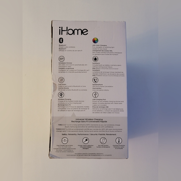 iHome Wireless Charging Bluetooth Color Changing Alarm Clock Speaker with USB - Picture 16 of 16